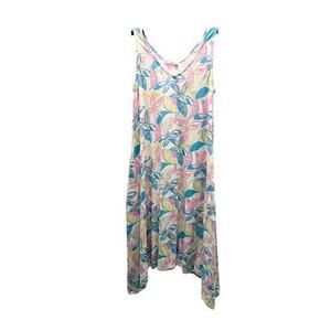 B8 Fresh Produce Vintage Floral hi lo oversized pink blue pockets made in USA XS